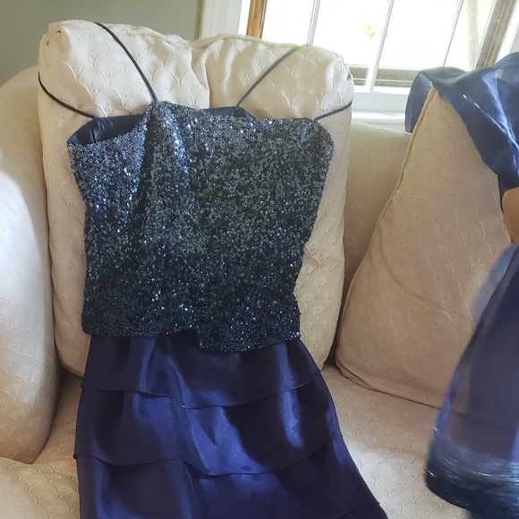Blue Sequin Jovani Dress - Picture 2 of 5